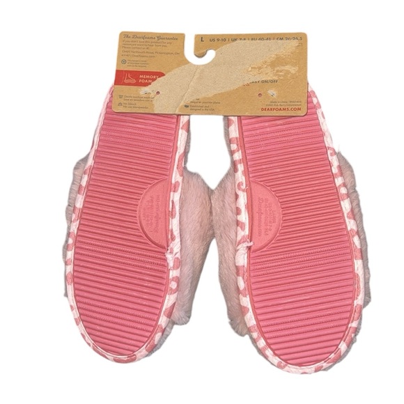 🌟NWT🌟 Dluxe by Dearfoams Pink "Super Mom" Faux Fur Slide House Slipper - Picture 3 of 11